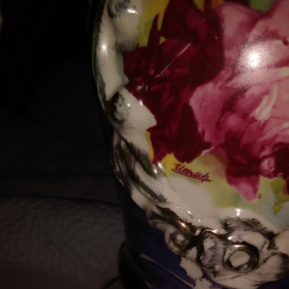 Antique porcilen Ulrich signed hand painted lamp - Picture 5 of 5